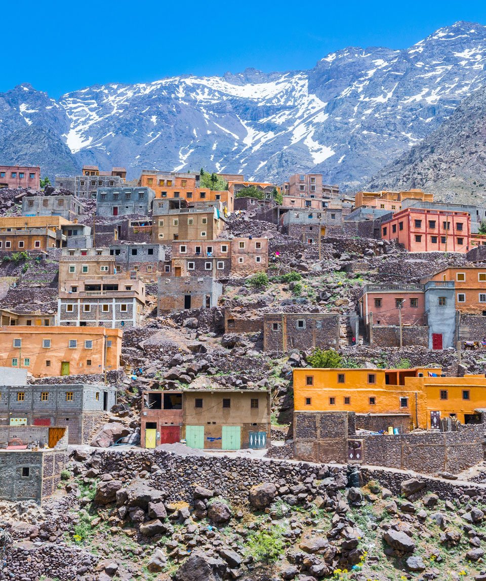 Imlil Atlas Mountain village with terraced fields